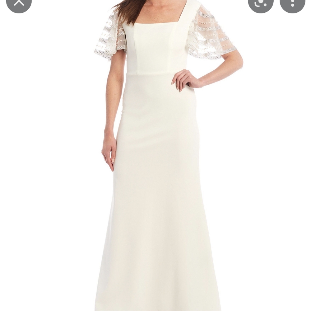 Betsy Adam Beaded Flutter Sleeve Scuba Crepe Gown -  size 12 From Betsy & Adam